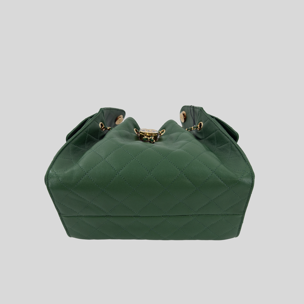 Chanel 25 Hobo Small Métiers d’Art 26A Green Caviar Leather Gold Hardware