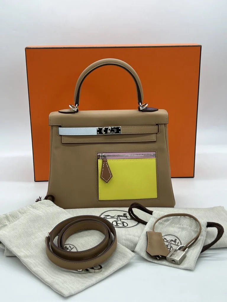 Hermès Kelly 25 Chai Multicolor Swift Palladium