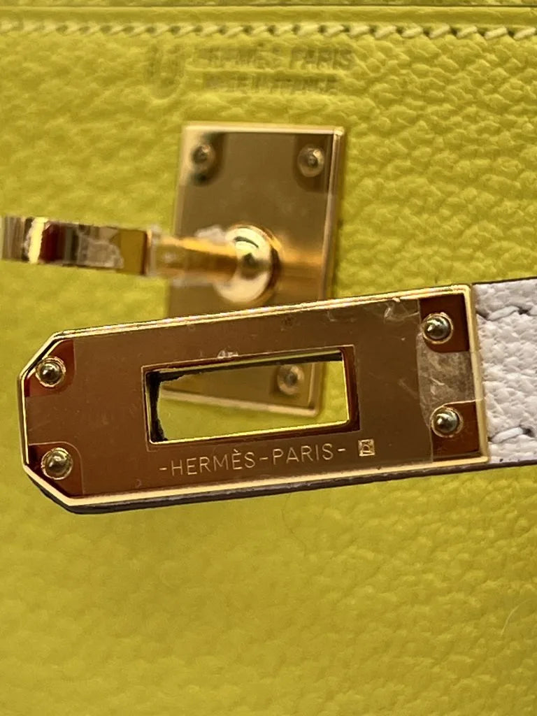 Hermès Mini Kelly Lime & Nata Chèvre Gold Hardware