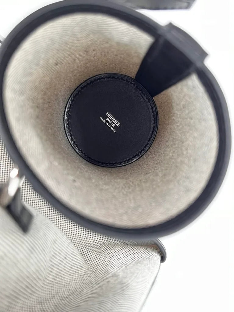 Hermès HAC (Haut à Courroies) 40 Limited Edition Cargo Noir Swift and Toile Palladium Hardware