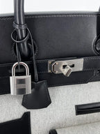 Hermès HAC (Haut à Courroies) 40 Limited Edition Cargo Noir Swift and Toile Palladium Hardware
