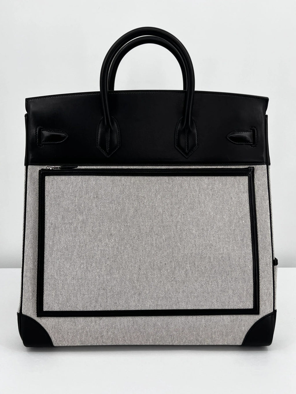 Hermès HAC (Haut à Courroies) 40 Limited Edition Cargo Noir Swift and Toile Palladium Hardware