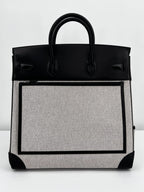 Hermès HAC (Haut à Courroies) 40 Limited Edition Cargo Noir Swift and Toile Palladium Hardware