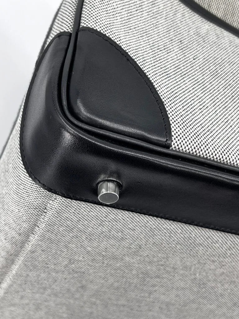 Hermès HAC (Haut à Courroies) 40 Limited Edition Cargo Noir Swift and Toile Palladium Hardware