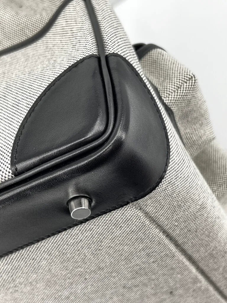 Hermès HAC (Haut à Courroies) 40 Limited Edition Cargo Noir Swift and Toile Palladium Hardware