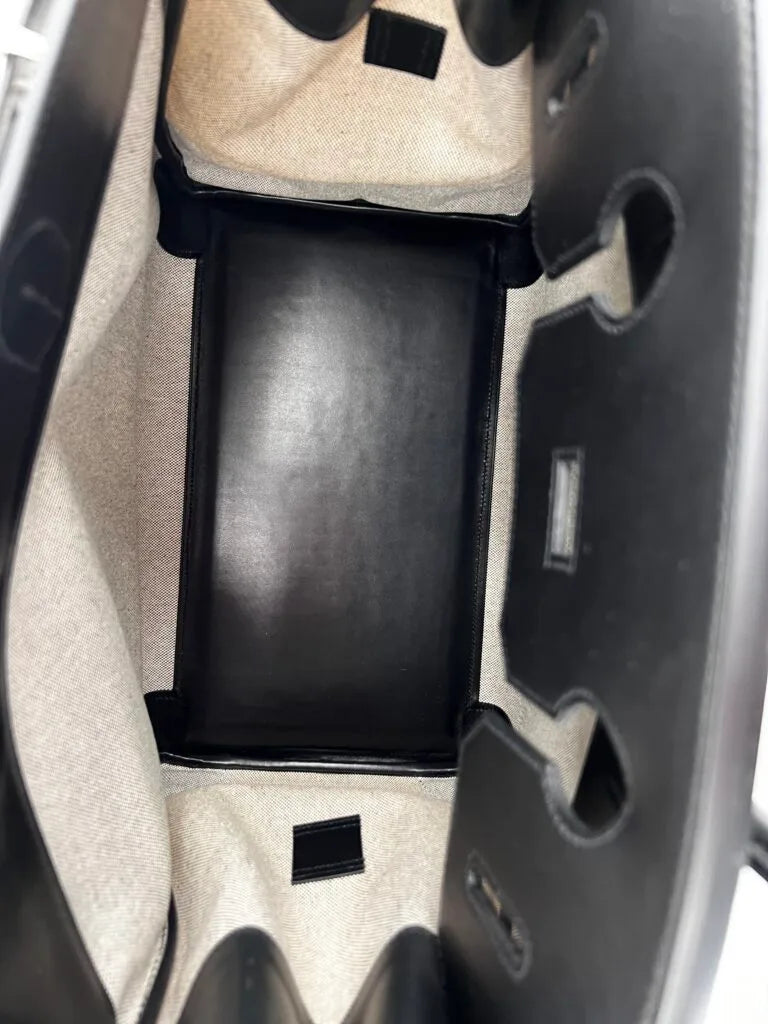 Hermès HAC (Haut à Courroies) 40 Limited Edition Cargo Noir Swift and Toile Palladium Hardware