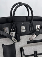 Hermès HAC (Haut à Courroies) 40 Limited Edition Cargo Noir Swift and Toile Palladium Hardware