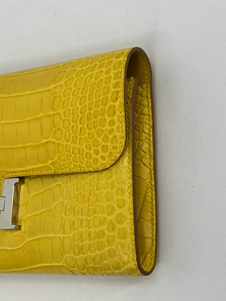 Hermès Constance Long Mimosa Matte Alligator Palladium Hardware