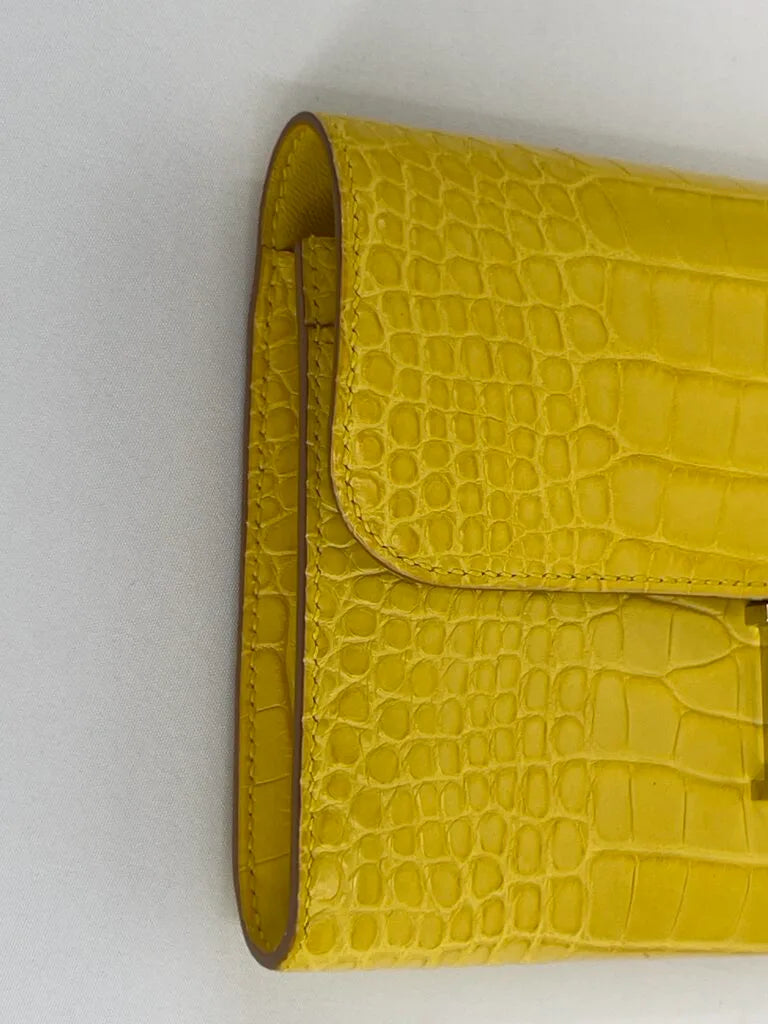 Hermès Constance Long Mimosa Matte Alligator Palladium Hardware