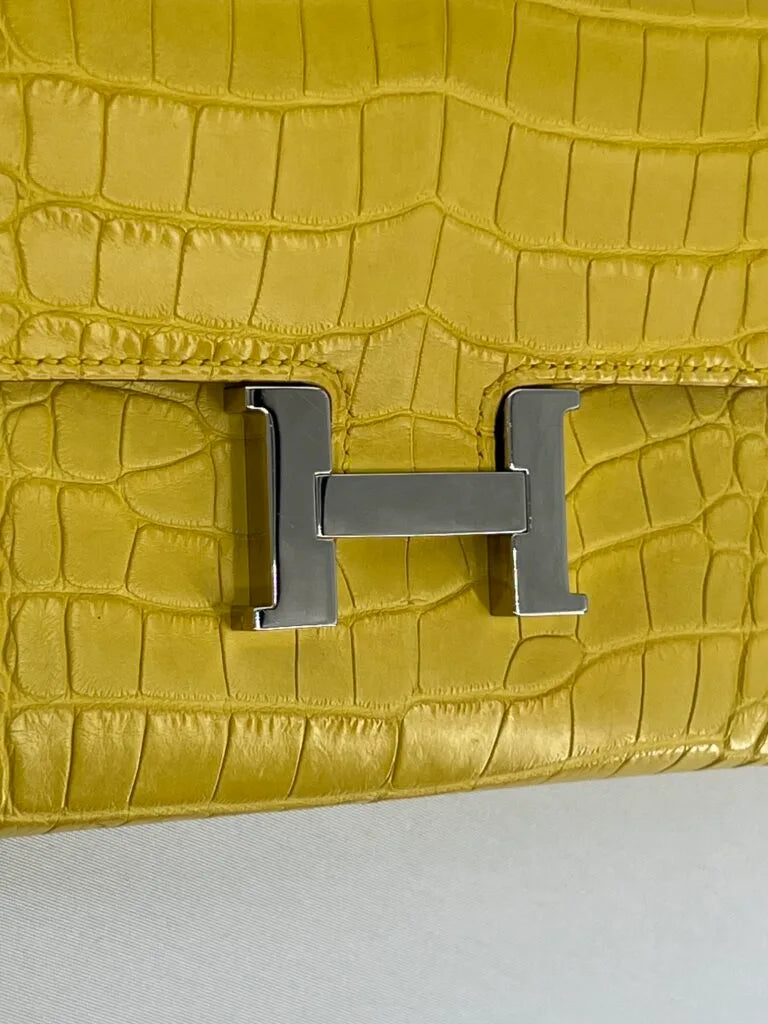 Hermès Constance Long Mimosa Matte Alligator Palladium Hardware