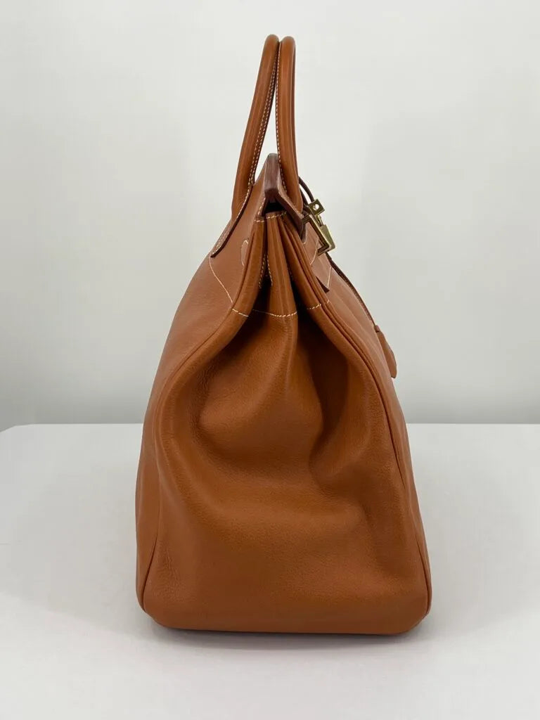 Hermès HAC (Haut à Courroies) 45 Natural Ardennes Leather Gold Hardware