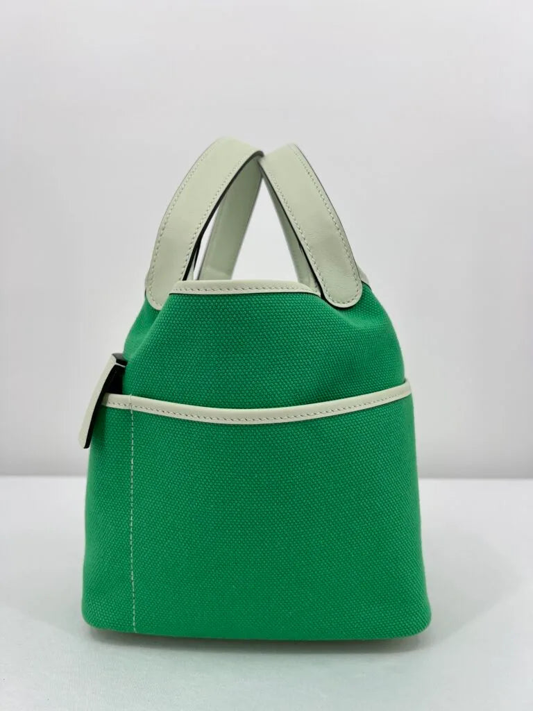 Hermès Picotin Cargo Lock 18 Vert Comics Toile and Vert Fizz Swift Leather Palladium Hardware