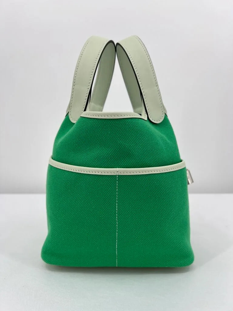 Hermès Picotin Cargo Lock 18 Vert Comics Toile and Vert Fizz Swift Leather Palladium Hardware