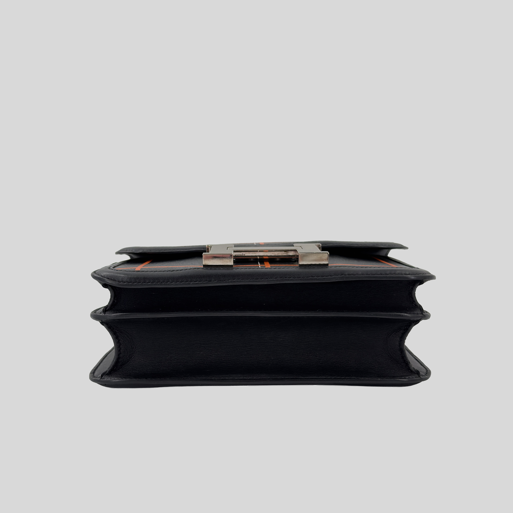 Hermès Constance 24 Limited Edition Tattersall Orange & Black Toile H Swift Palladium Hardware