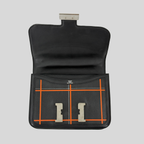 Hermès Constance 24 Limited Edition Tattersall Orange & Black Toile H Swift Palladium Hardware