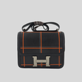 Hermès Constance 24 Limited Edition Tattersall Orange & Black Toile H Swift Palladium Hardware