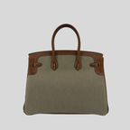 Hermès Birkin 35 Limited Edition “Flag” Fauve Barenia & Striped Canvas Permabrass Hardware