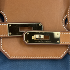Hermès Birkin 35 Limited Edition “Flag” Fauve Barenia & Striped Canvas Permabrass Hardware