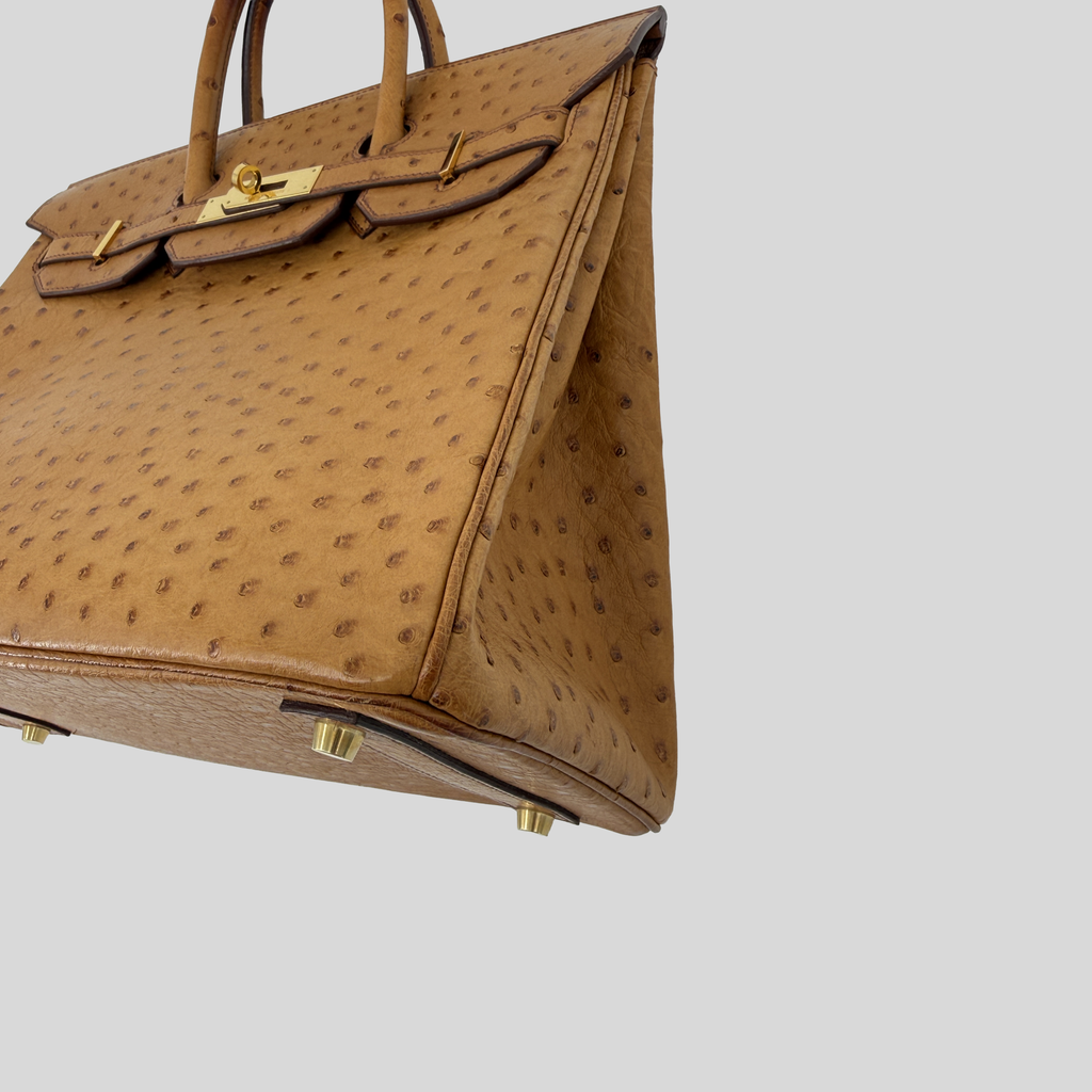 Hermès HAC 32 Gold Ostrich Gold Hardware