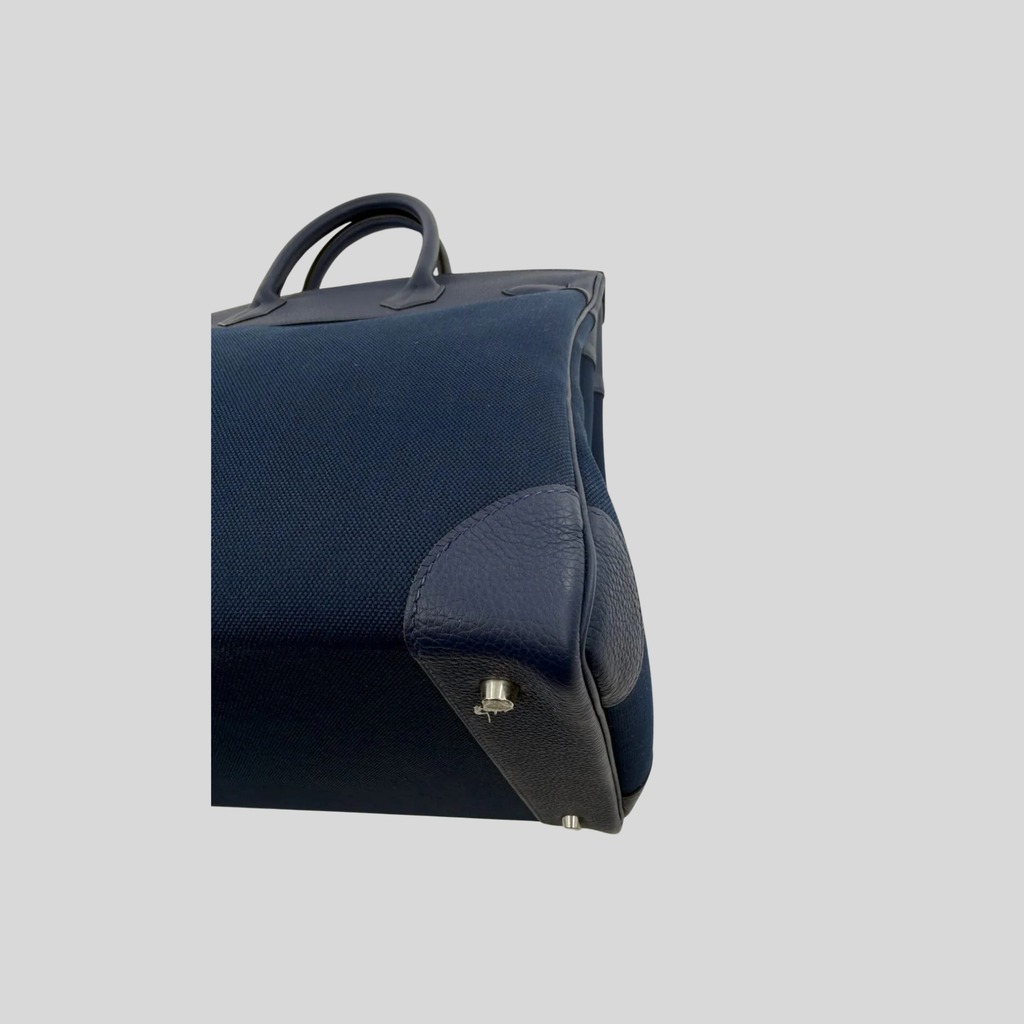 HAC 40 Bleu de Malte Togo Leather and Bleu Nuit Toile Militaire Canvas Palladium Hardware
