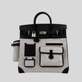 Hermès HAC (Haut à Courroies) 40 Limited Edition Cargo Noir Swift and Toile Palladium Hardware