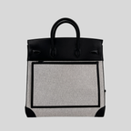 Hermès HAC (Haut à Courroies) 40 Limited Edition Cargo Noir Swift and Toile Palladium Hardware