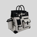 Hermès HAC (Haut à Courroies) 40 Limited Edition Cargo Noir Swift and Toile Palladium Hardware