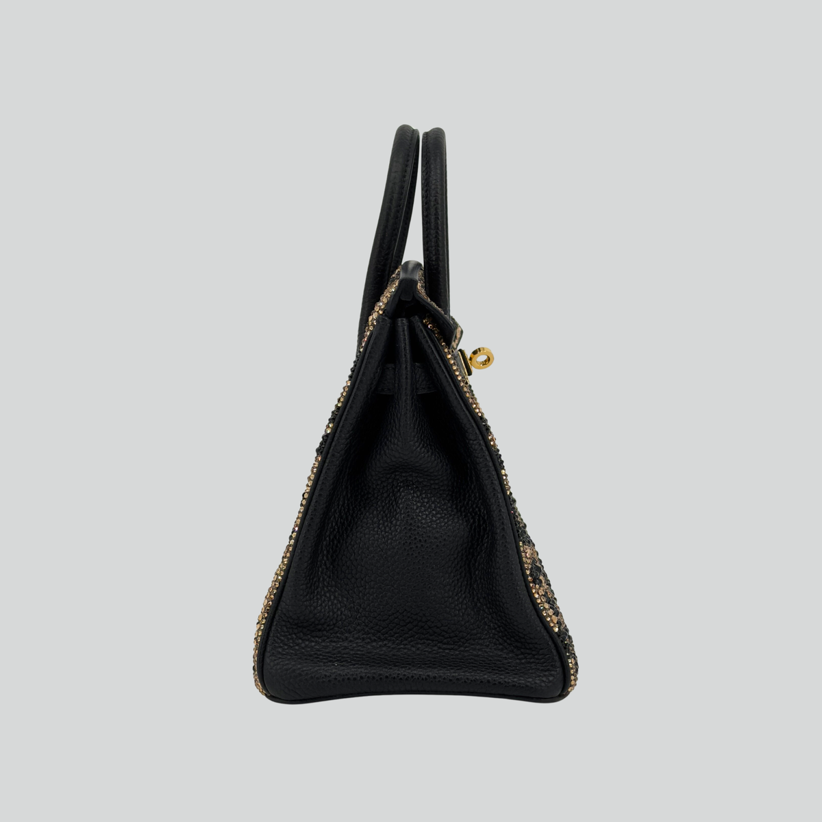 Hermès Birkin 25 Custom Leopard Print Swarovski Crystals Black Togo Gold Hardware | Randolph Goods