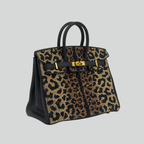 Hermès Birkin 25 Custom Leopard Print Swarovski Crystals Black Togo Gold Hardware | Randolph Goods