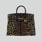 Hermès Birkin 25 Custom Leopard Print Swarovski Crystals Black Togo Gold Hardware | Randolph Goods