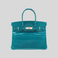 Hermès Birkin 30 Bleu Izmir Niloticus Crocodile Leather Palladium Hardware