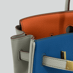 Hermès Birkin 35 HSS Tricolor Bleu Mykonos/Orange/Gris Perle Togo Gold Hardware