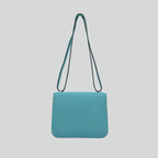Hermès Constance 18 Bleu Atoll/Ficelle Lizard buckle Swift Palladium Hardware | Randolph Goods