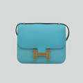 Hermès Constance 18 Bleu Atoll/Ficelle Lizard buckle Swift Palladium Hardware | Randolph Goods