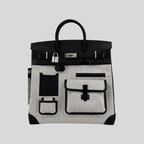 Hermès HAC (Haut à Courroies) 40 Limited Edition Cargo Noir Swift and Toile Palladium Hardware