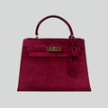 Hermès Kelly 28 Pink Doblis Suede Leather Gold Hardware | Randolph Goods