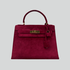 Hermès Kelly 28 Pink Doblis Suede Leather Gold Hardware | Randolph Goods
