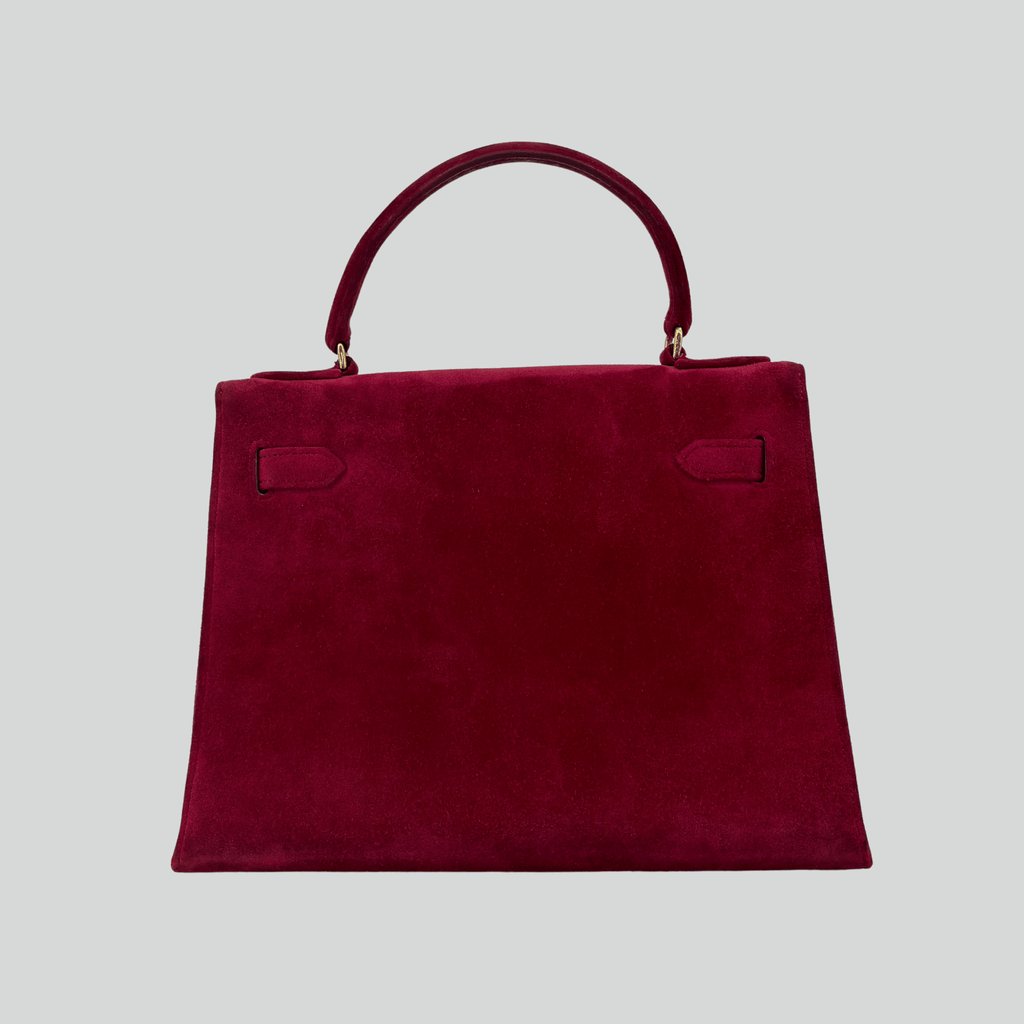 Hermès Kelly 28 Pink Doblis Suede Leather Gold Hardware | Randolph Goods