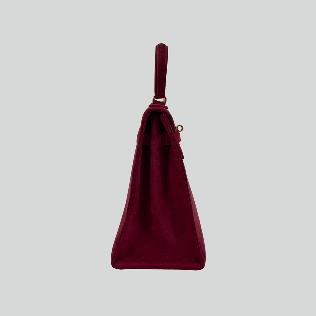 Hermès Kelly 28 Pink Doblis Suede Leather Gold Hardware | Randolph Goods