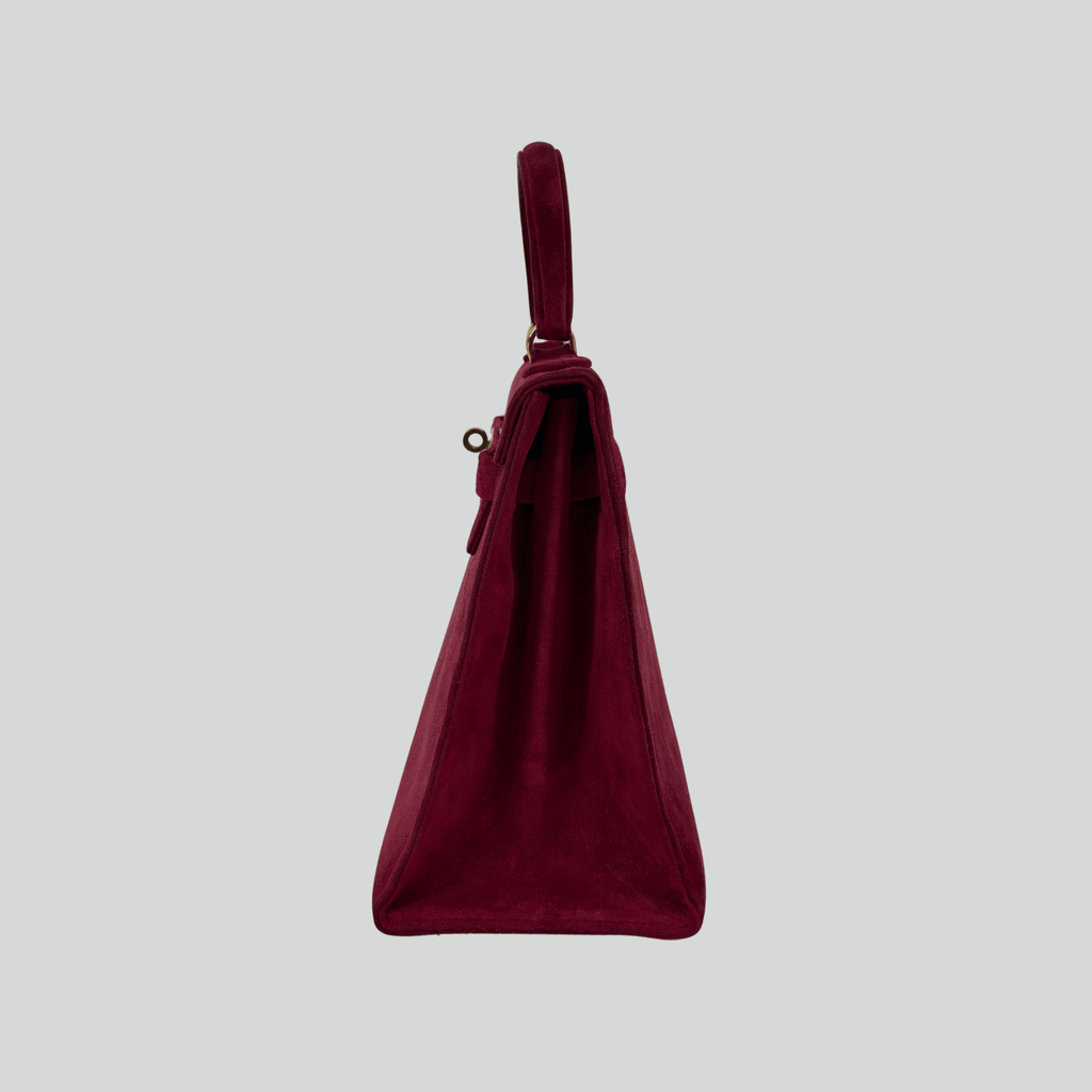 Hermès Kelly 28 Pink Doblis Suede Leather Gold Hardware | Randolph Goods