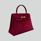 Hermès Kelly 28 Pink Doblis Suede Leather Gold Hardware | Randolph Goods