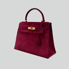 Hermès Kelly 28 Pink Doblis Suede Leather Gold Hardware | Randolph Goods