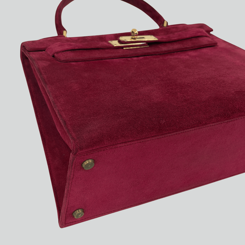Hermès Kelly 28 Pink Doblis Suede Leather Gold Hardware | Randolph Goods