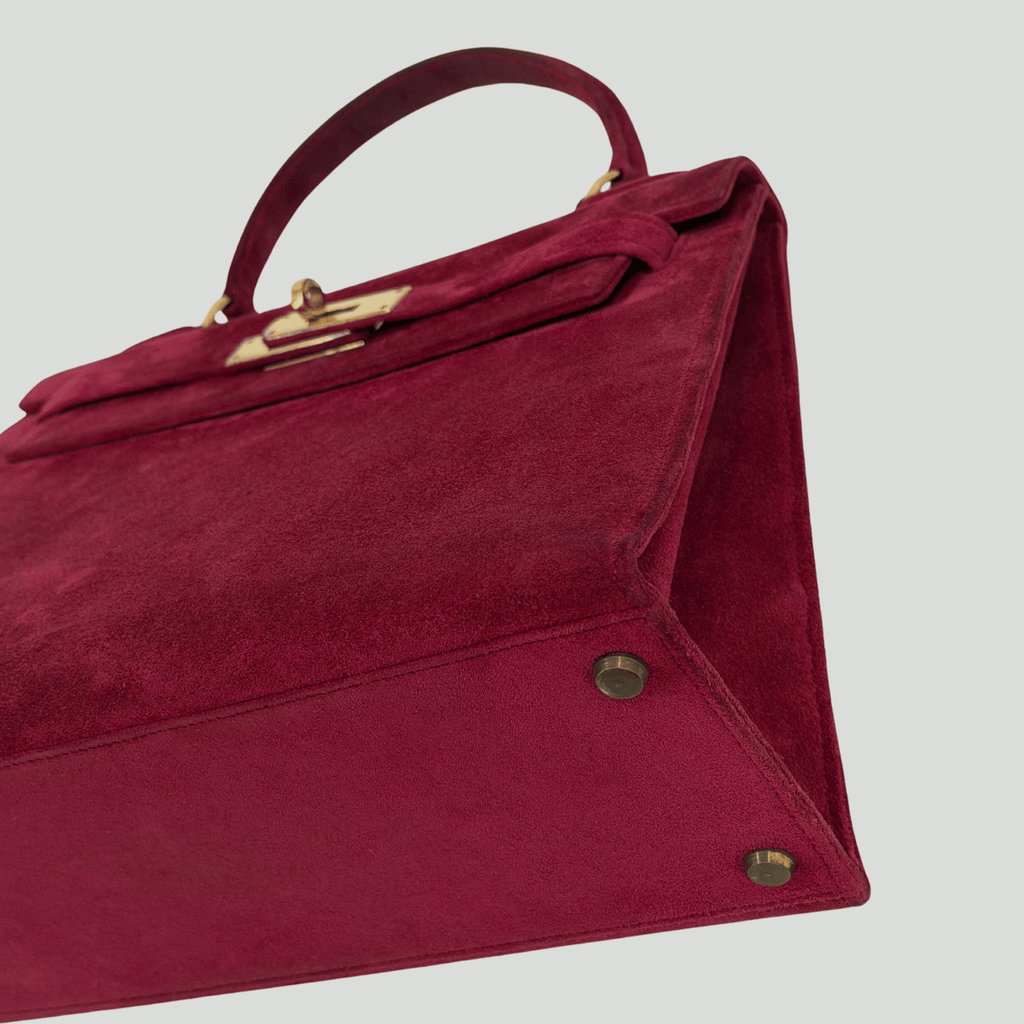 Hermès Kelly 28 Pink Doblis Suede Leather Gold Hardware | Randolph Goods