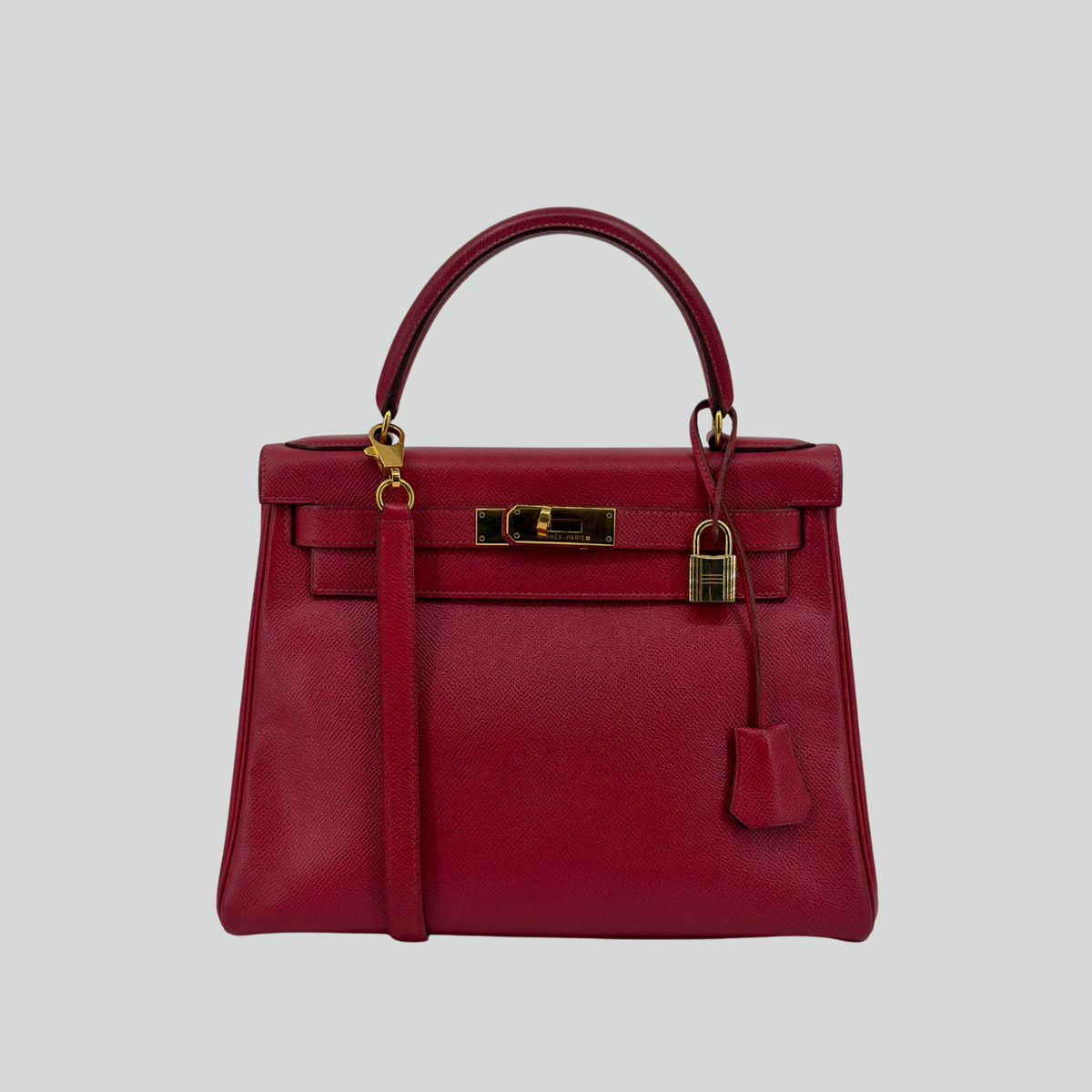 Hermès Kelly 28 Rouge Vif Courchevel Gold Hardware