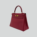 Hermès Kelly 28 Rouge Vif Courchevel Gold Hardware