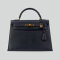 Hermès Kelly 32 Bleu Indigo Courchevel Gold Hardware | Randolph Goods