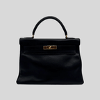 Hermès Kelly 32 Noir Gulliver Leather Gold Hardware