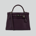 Hermès Kelly 32 Raisin Epsom Palladium Hardware | Randolph Goods
