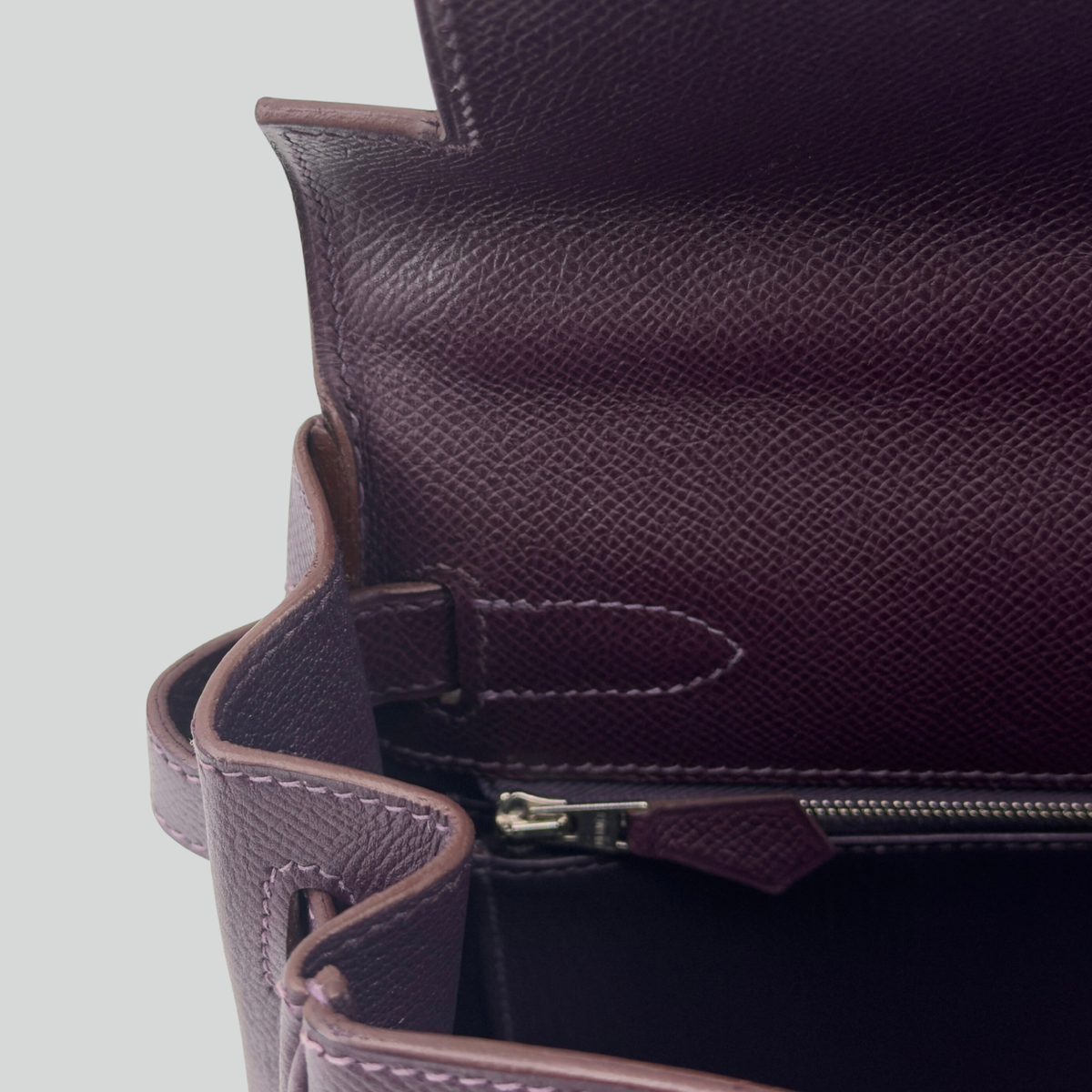 Hermès Kelly 32 Raisin Epsom Palladium Hardware | Randolph Goods